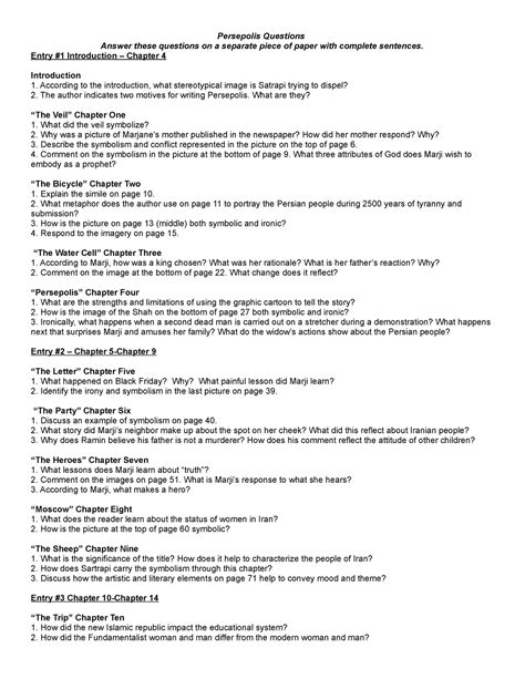 Persepolis study guide questions and answers Ebook Doc