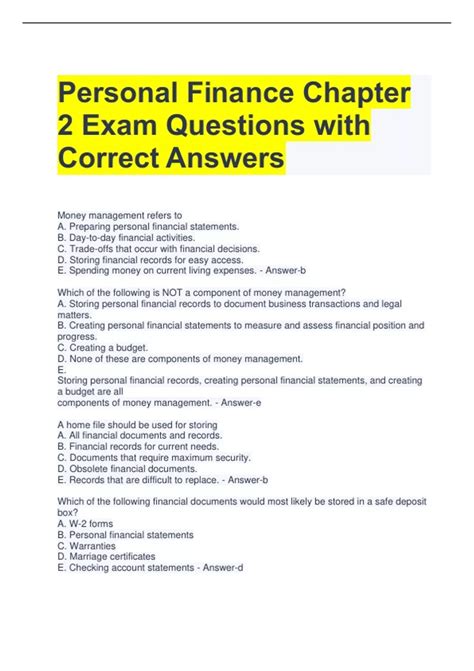 Personal Finance Chapter 10 Answers Doc