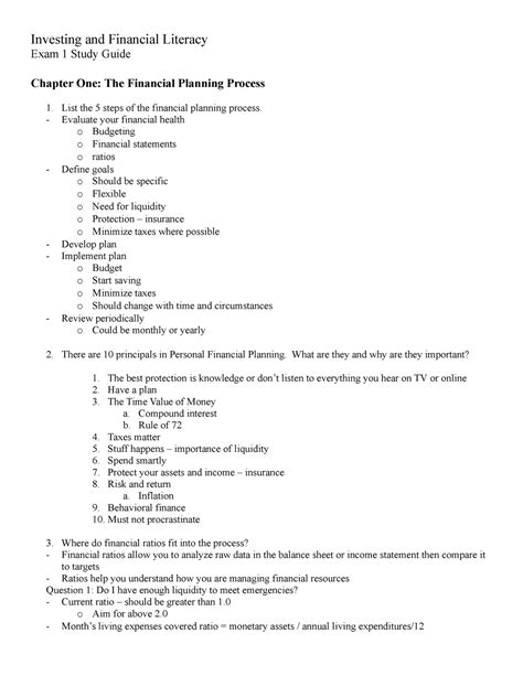 Personal Finance Semester Exam Study Guide Answers Reader