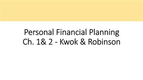 Personal Financial Planning 5e Ho Robinson Answers Kindle Editon