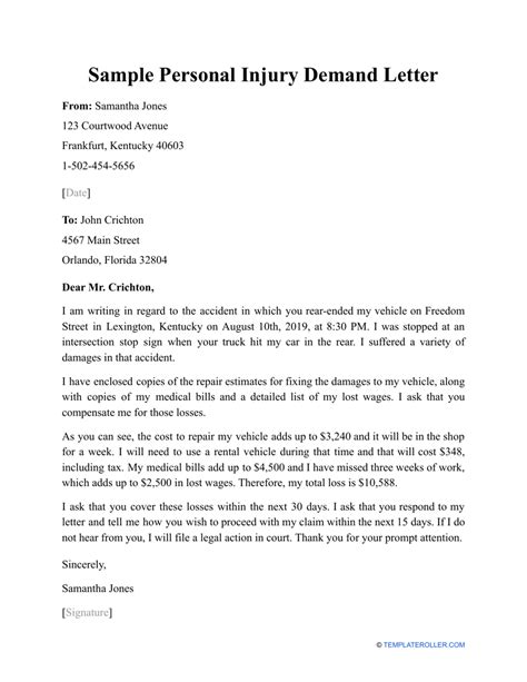 Personal Injury Demand Letter Template