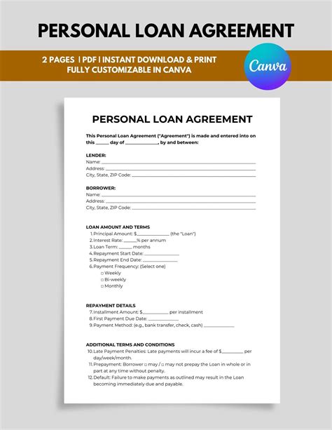 Personal Loan Template Contract