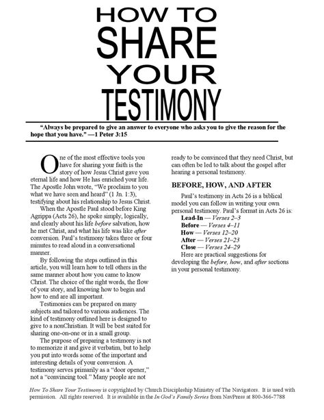 Personal Testimony: