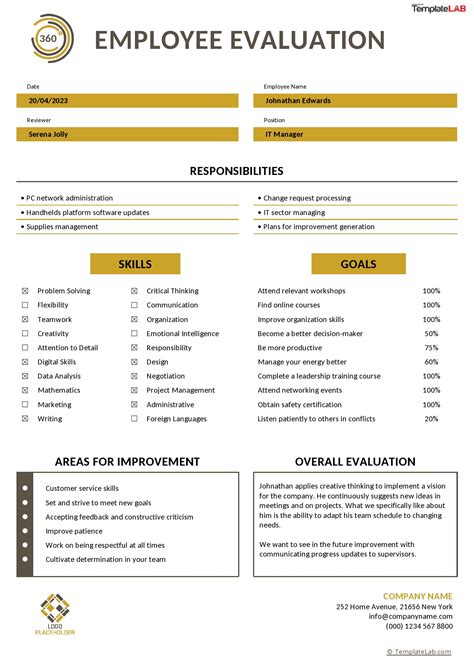 Personnel Review Template