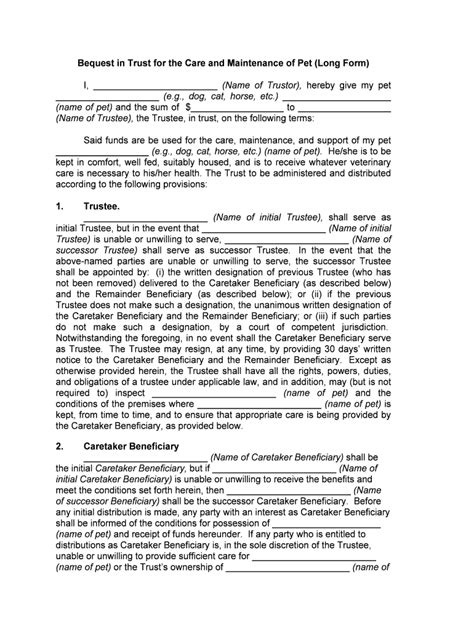Pet Trust Template