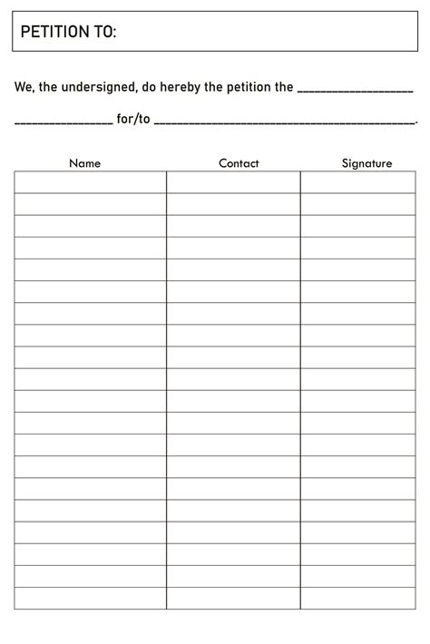 Petition Sheet Template