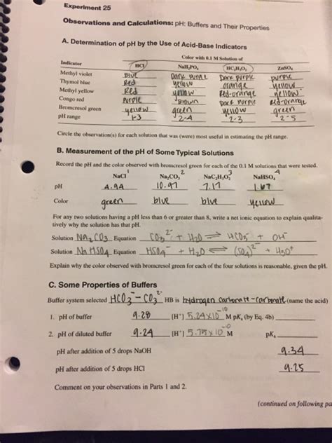 Ph Properties Of Buffer Solutions Lab Answers Doc