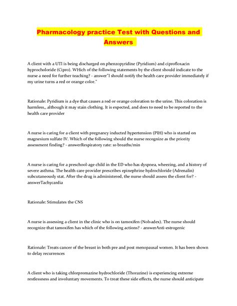 Pharmacology Pharmacy Quiz Questions And Answers Epub