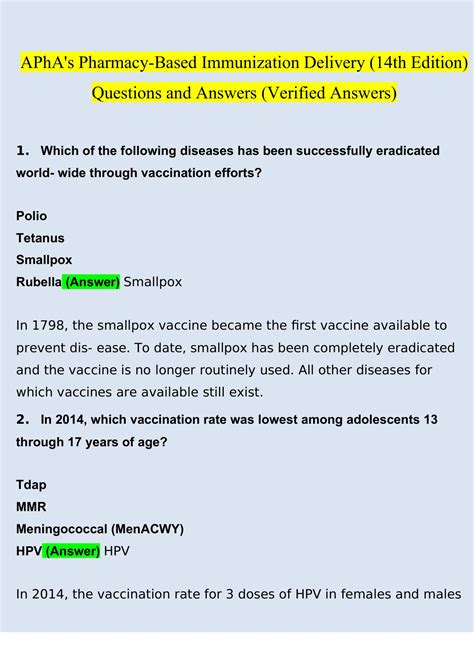 Pharmacy Based Immunization Delivery Self Study Answers Epub