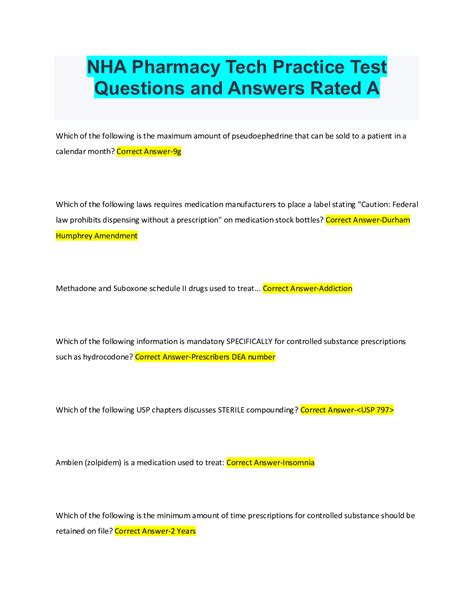 Pharmacy Tech Questions And Answers Epub