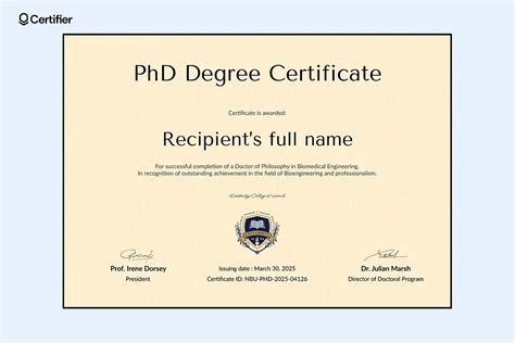 Phd Degree Certificate Template
