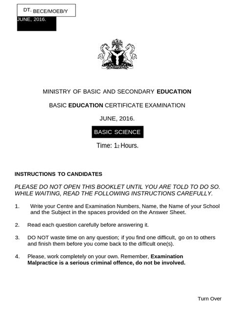 Phe For Jss3 Bece Answer PDF