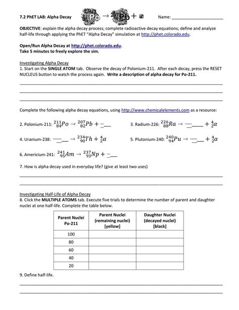 Phet Alpha Decay Lab Answers Reader