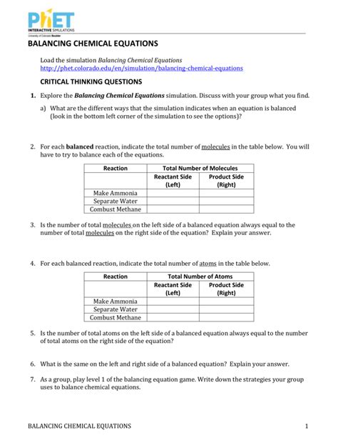 Phet Balancing Chemical Equations Answers Reader