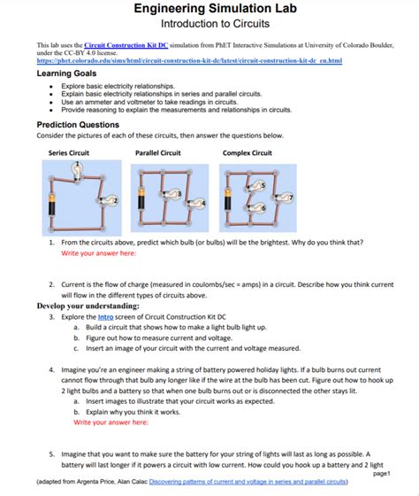 Phet Circuit Simulation Answers PDF