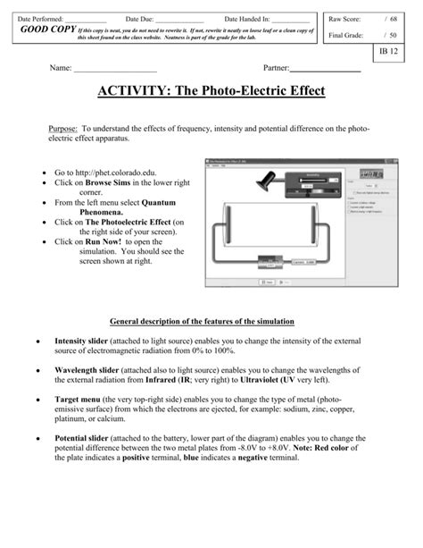 Phet Lab Photoelectric Effect Answers Doc