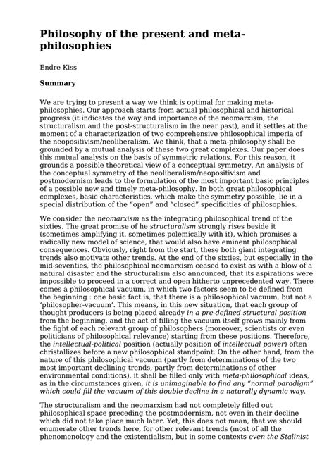 Philosophy in the Present Epub