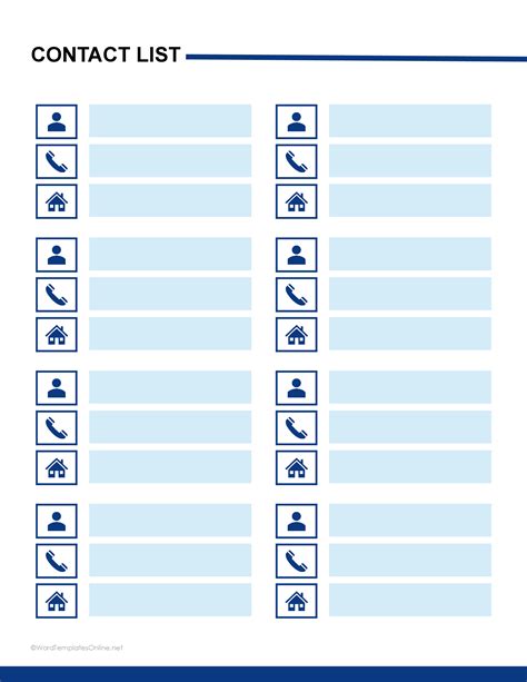 Phone List Template For Word