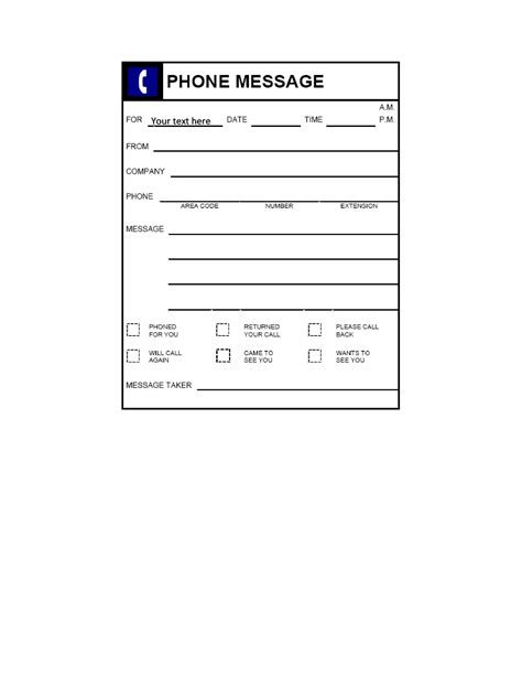 Phone Message Template