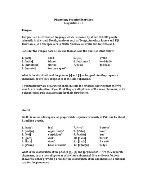 Phonology Practice Problems With Answers Reader