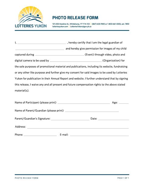 Photo Release Form Template Word