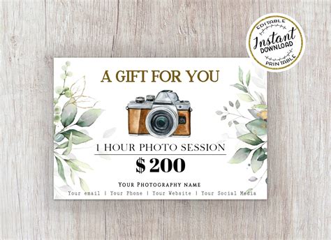 Photo Session Gift Certificate Template