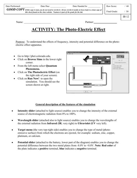 Photoelectric Effect Computer Activity Answers Reader