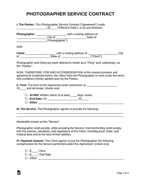 Photography Contract Templates