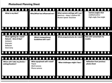 Photography Shoot Plan Template