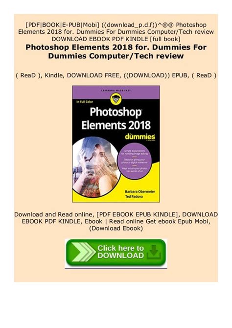 Photoshop Elements 2018 For Dummies For Dummies Computer Tech Reader