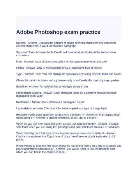 Photoshop Test Answer Key Reader