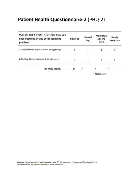 Phq 2 Printable