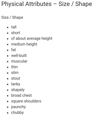 Physical Attributes:
