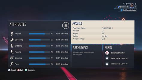 Physical Attributes for a Striker