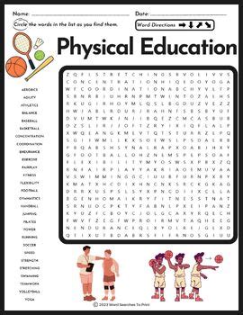 Physical Education 15 Wordsearch Answers Reader