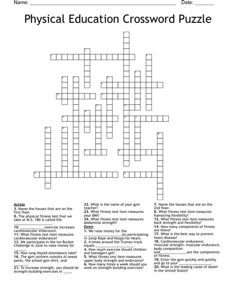 Physical Education 31 Crossword Answers Doc