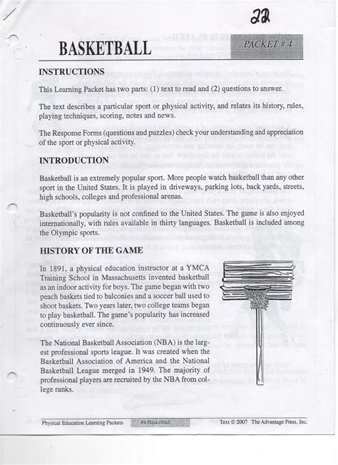 Physical Education Learning Packet 8 Answer Key Reader