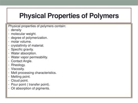 Physical Properties of Polymers Epub