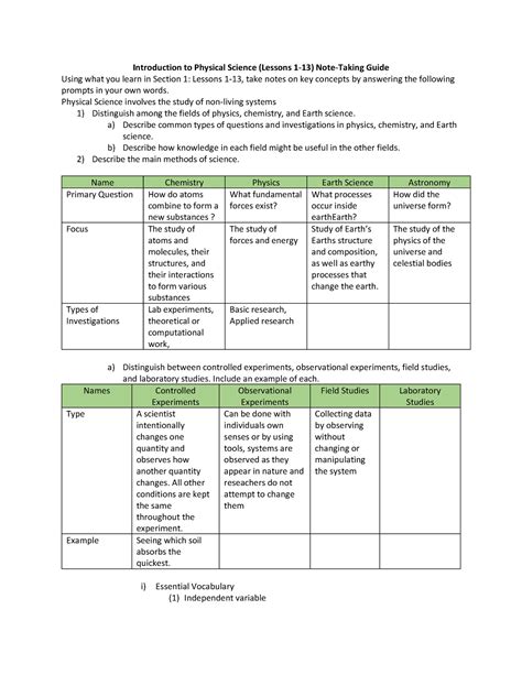 Physical Science 10 Note Taking Answers Epub