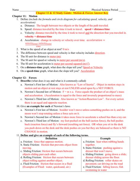 Physical Science Answers Ch 12 Study Guide Reader