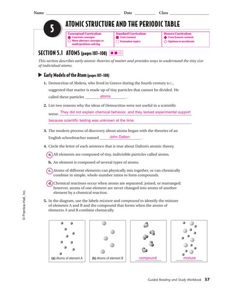 Physical Science Atomic Structure Study Workbook Answers Kindle Editon