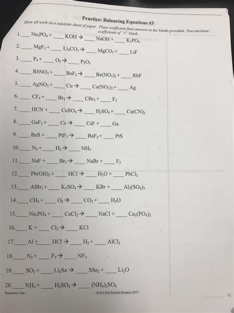 Physical Science Balancing Equations Answers PDF