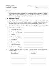 Physical Science Element Worksheet Answers Reader