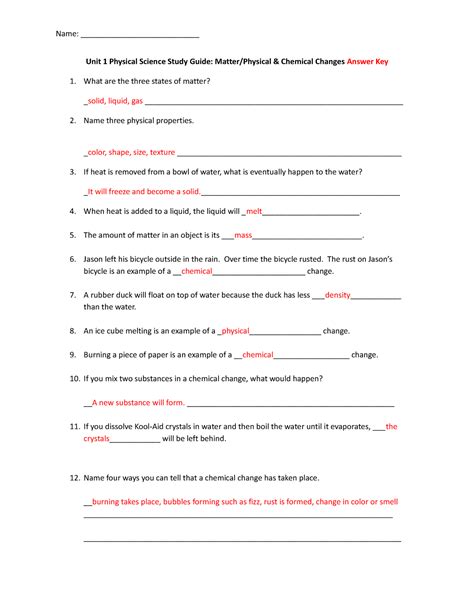 Physical Science Guided Answers Reader