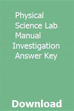 Physical Science Lab Manual Investigation 17a Answers Epub