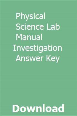 Physical Science Lab Manual Investigation 17a Answers Epub