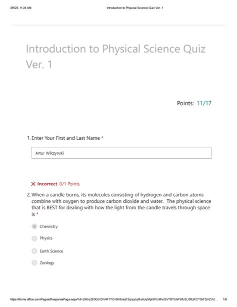 Physical Science Quiz Answers Kindle Editon