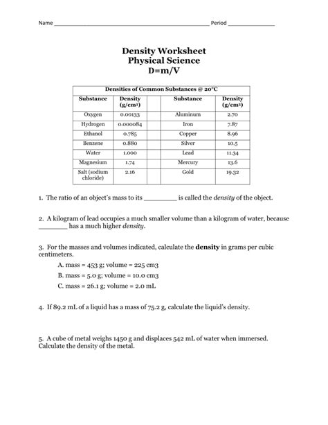 Physical Science Worksheets And Answers Reader