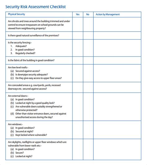 Physical Security Risk Assessment Template