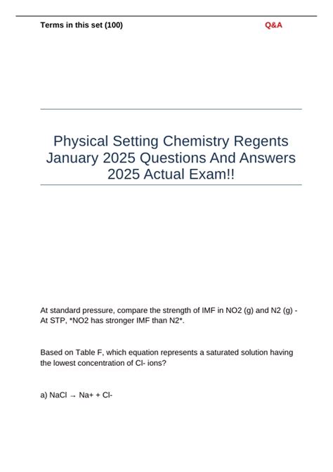 Physical Setting Chemistry Answers PDF